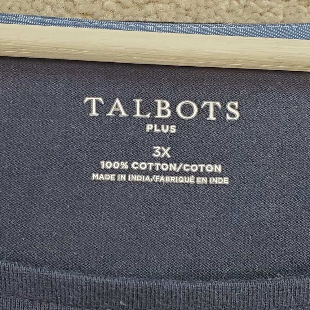 Talbots Blouse Top Womens 3X Blue Multi Striped Cotton Sailor Nautical Comfy - Picture 5 of 11